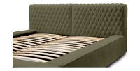 Lit coffre VERNON – Tissu chenille bouclé Feuille d'olivier – 160x200 cm – Sommier relevable – Design haut de gamme 