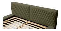 Lit coffre VERNON – Tissu chenille bouclé Feuille d'olivier – 160x200 cm – Sommier relevable – Design haut de gamme 