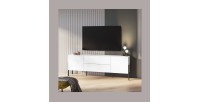 Mobile TV SALMA – 2 porte & 2 cassetti Push-to-Open – Bianco super opaco & nero opaco