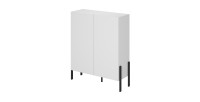 Armoire SALMA 2 portes Push-to-Open – Blanc super mat & noir mat.