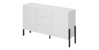Buffet haut Salma 2 portes & 3 tiroirs Push-to-Open – Blanc super mat & noir mat