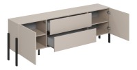 Mobile TV SALMA – 2 porte & 2 cassetti Push-to-Open – beige & nero opaco, 207×70×40 cm