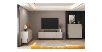 Armadio SALMA 2 porte push-to-open – beige & nero opaco, 114×135×40 cm