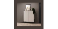 Armadio SALMA 2 porte push-to-open – beige & nero opaco, 114×135×40 cm