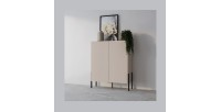 Armoire SALMA 2 portes push-to-open – beige & noir mat, 114×135×40 cm