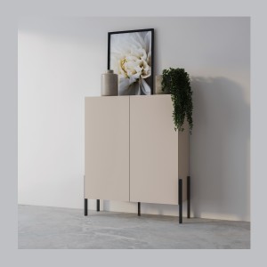Armadio SALMA 2 porte push-to-open – beige &amp; nero opaco, 114×135×40 cm
