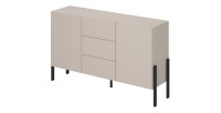 Buffet diseño colección SALMA - 2 puertas & 3 cajones – Beige & negro mate, 154×90×40 cm