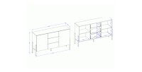 Buffet diseño colección SALMA - 2 puertas & 3 cajones – Beige & negro mate, 154×90×40 cm
