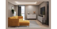 Buffet diseño colección SALMA - 2 puertas & 3 cajones – Beige & negro mate, 154×90×40 cm