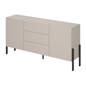 Pack salon complet collection SALMA – buffet 4 portes, armoire & buffet haut beige & noir mat