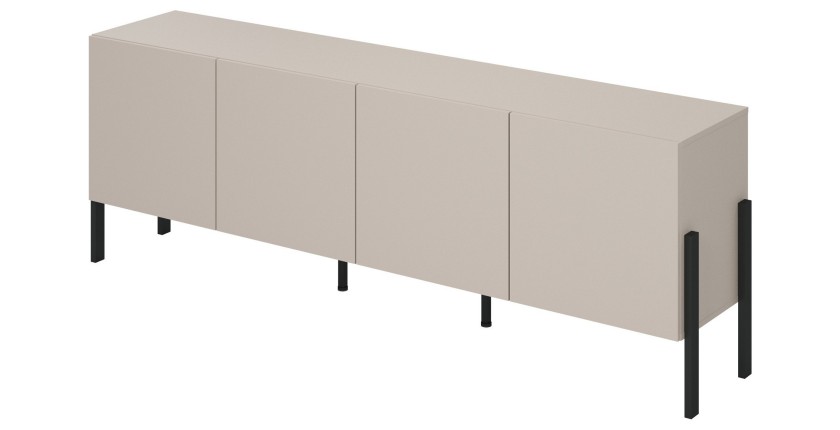 Pack salon complet collection SALMA – buffet 4 portes, armoire & buffet haut beige & noir mat