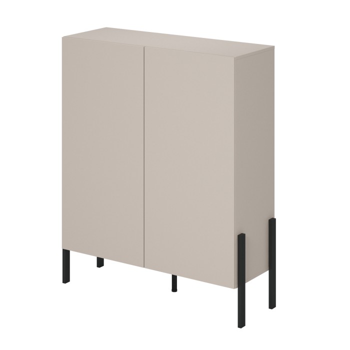 Pack salón completo colección SALMA – aparador XL 4 puertas, armario & aparador beige & negro mate