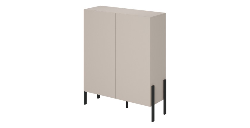 Pack salon complet collection SALMA – buffet 4 portes, armoire & buffet haut beige & noir mat