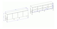 Pack salotto completo collezione SALMA – buffet XL a 4 porte, armadio & buffet beige & nero opaco