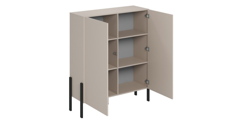 Pack salon complet collection SALMA – buffet 4 portes, armoire & buffet haut beige & noir mat