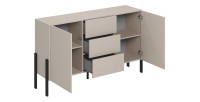 Pack salon complet collection SALMA – buffet 4 portes, armoire & buffet haut beige & noir mat