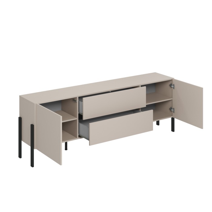 Pack salón SALMA – aparador 2 puertas & 3 cajones y mueble TV 2 puertas & 2 cajones beige & negro mate