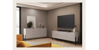 Pack salón SALMA – aparador 2 puertas & 3 cajones y mueble TV 2 puertas & 2 cajones beige & negro mate