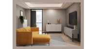 Pack salon complet collection SALMA – buffet 4 portes, armoire & buffet haut beige & noir mat