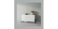 Pack salon SALMA – Buffet 4 portes, armoire 2 portes & buffet haut blanc super mat & noir mat