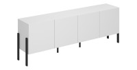 Pack salon SALMA – Buffet 4 portes, armoire 2 portes & buffet haut blanc super mat & noir mat