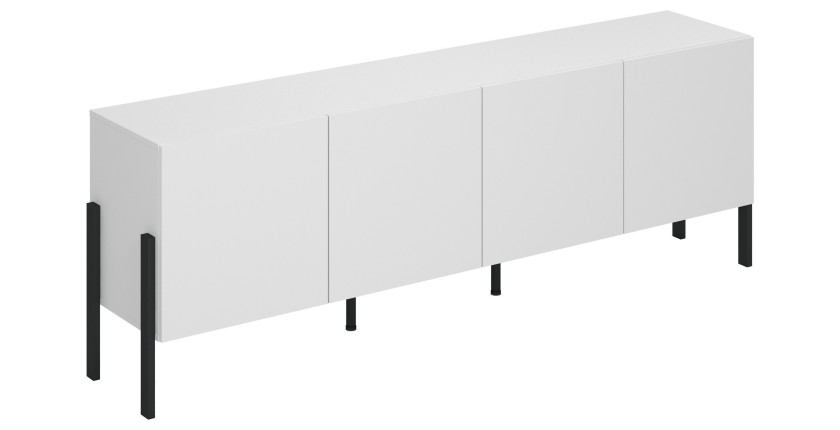 Pack salon SALMA – Buffet 4 portes, armoire 2 portes & buffet haut blanc super mat & noir mat