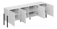 Pack salon SALMA – Buffet 4 portes, armoire 2 portes & buffet haut blanc super mat & noir mat