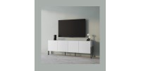 Pack salon SALMA – Buffet 4 portes, armoire 2 portes & buffet haut blanc super mat & noir mat