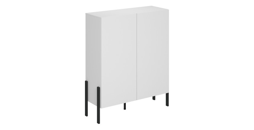 Pack salon SALMA – Buffet 4 portes, armoire 2 portes & buffet haut blanc super mat & noir mat