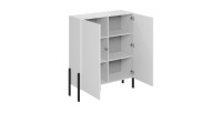 Pack salon SALMA – Buffet 4 portes, armoire 2 portes & buffet haut blanc super mat & noir mat