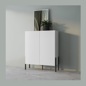 Pack salon SALMA – Buffet 4 portes, armoire 2 portes & buffet haut blanc super mat & noir mat