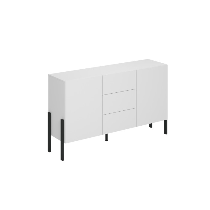Pack salón SALMA – Buffet XL 4 puertas, armario 2 puertas & buffet 2 puertas y 3 cajones blanco súper mate & negro mate