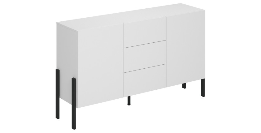 Pack salon SALMA – Buffet 4 portes, armoire 2 portes & buffet haut blanc super mat & noir mat