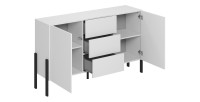 Pack salon SALMA – Buffet 4 portes, armoire 2 portes & buffet haut blanc super mat & noir mat