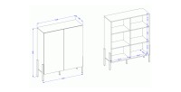 Pack salon SALMA – Buffet 4 portes, armoire 2 portes & buffet haut blanc super mat & noir mat