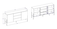 Pack salon SALMA – Buffet 4 portes, armoire 2 portes & buffet haut blanc super mat & noir mat