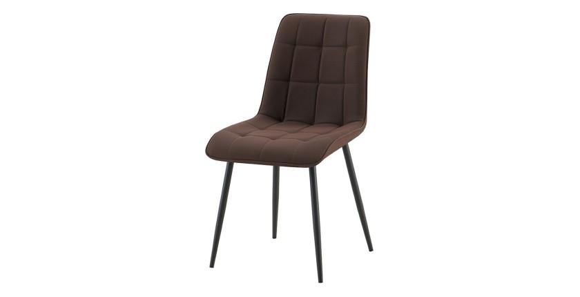 Lot de 4 chaises MIREA – Marron foncé – Design intemporel – Pieds métal – Assise PU confortable 