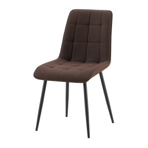 Lot de 4 chaises MIREA – Marron foncé – Design intemporel – Pieds métal – Assise PU confortable 