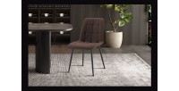 Lot de 4 chaises MIREA – Marron foncé – Design intemporel – Pieds métal – Assise PU confortable 