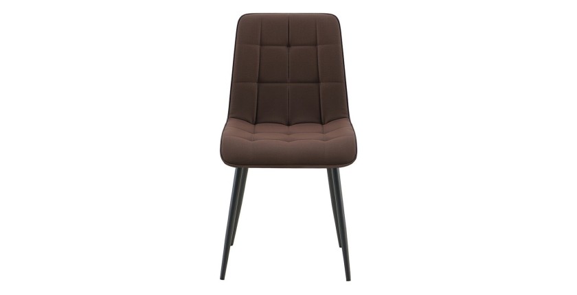 Lot de 4 chaises MIREA – Marron foncé – Design intemporel – Pieds métal – Assise PU confortable 