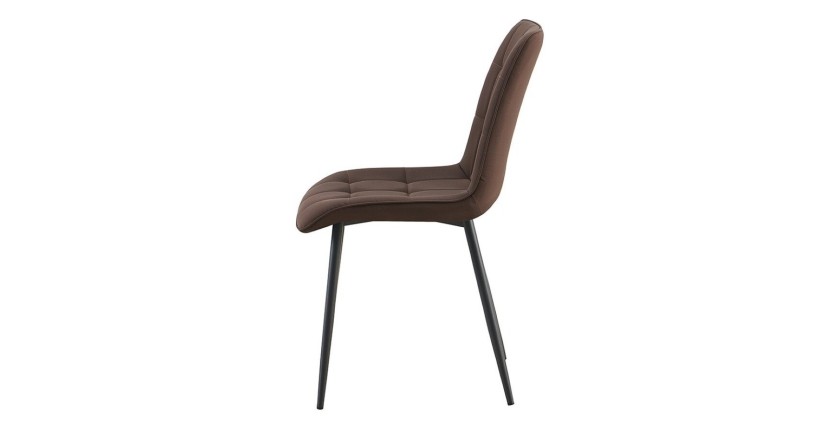 Lot de 4 chaises MIREA – Marron foncé – Design intemporel – Pieds métal – Assise PU confortable 