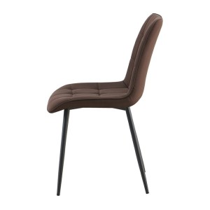 Lot de 4 chaises MIREA – Marron foncé – Design intemporel – Pieds métal – Assise PU confortable 