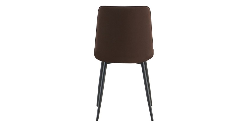 Lot de 4 chaises MIREA – Marron foncé – Design intemporel – Pieds métal – Assise PU confortable 
