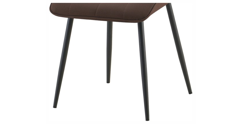 Lot de 4 chaises MIREA – Marron foncé – Design intemporel – Pieds métal – Assise PU confortable 
