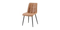 Lot de 4 chaises MIREA – Cognac – Style intemporel – Pieds métal – Revêtement PU facile à nettoyer 