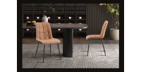 Lot de 4 chaises MIREA – Cognac – Style intemporel – Pieds métal – Revêtement PU facile à nettoyer 