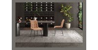 Lot de 4 chaises MIREA – Cognac – Style intemporel – Pieds métal – Revêtement PU facile à nettoyer 