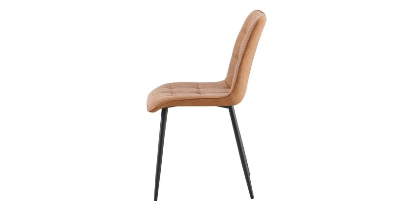 Lot de 4 chaises MIREA – Cognac – Style intemporel – Pieds métal – Revêtement PU facile à nettoyer 
