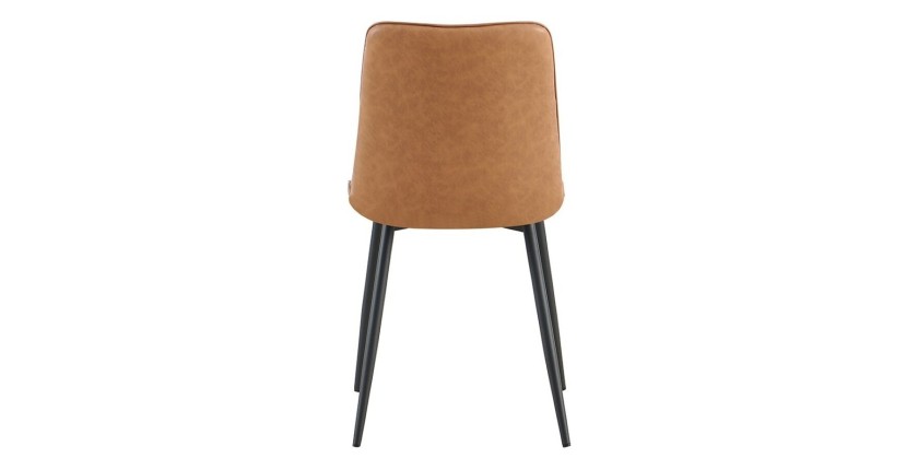 Lot de 4 chaises MIREA – Cognac – Style intemporel – Pieds métal – Revêtement PU facile à nettoyer 