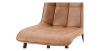 Lot de 4 chaises MIREA – Cognac – Style intemporel – Pieds métal – Revêtement PU facile à nettoyer 